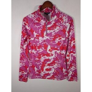 Skea Shimmies Shirt Womens Small Pink Red 1/4 Zip Base Layer Ski Pullover Print